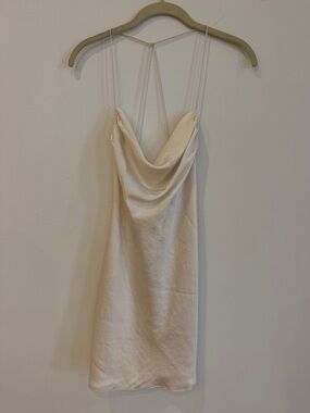 Aritzia Wilfred Cream Satin Slip Dress with Knotted Straps